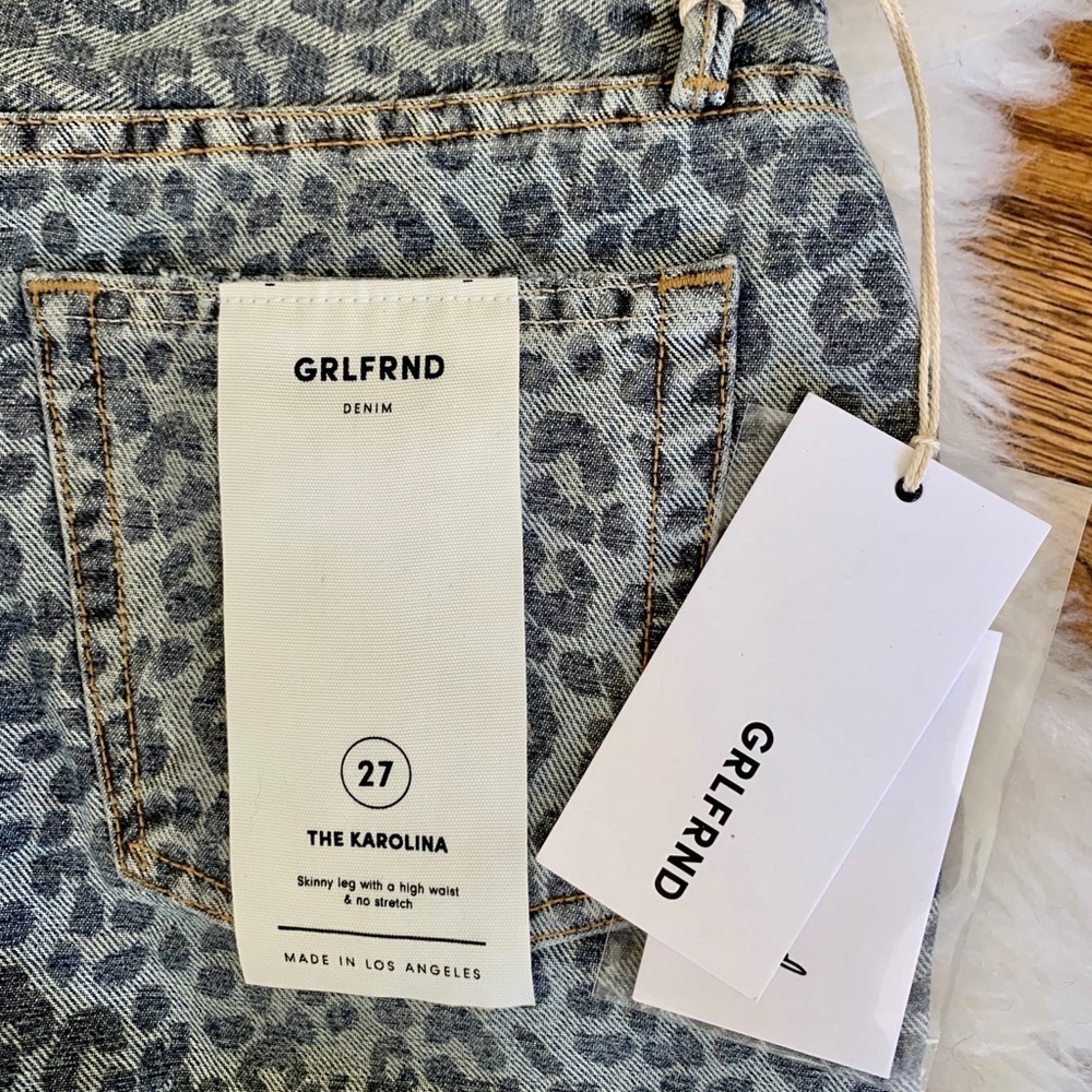 GRLFRND Gray Karolina Wildcat Cheetah Print High Rise Waist Skinny Jeans, 27 NWT - Picture 13 of 14
